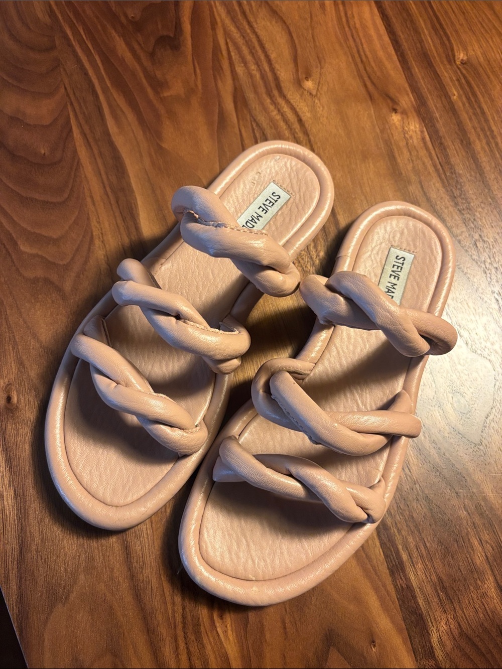 Steve Madden Blush Braided Triple-Strap Slide Sandals - 6.5